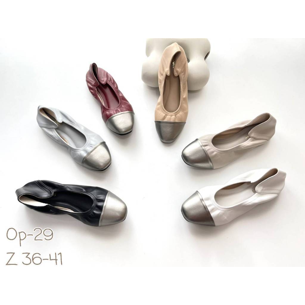 NIWA Shoes รองเท้าบัลเล่ต์ รองเท้าสีทูโทน ไม่มีส้น รุ่น Op-29