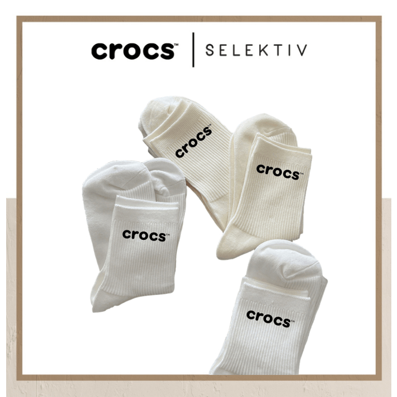 ถุงเท้าลำลองผ้าฝ้ายน้ำหนักเบาระบายอากาศสไตล์แฟชั่นฤดูร้อน Unisex Crocs สีดำสีขาว