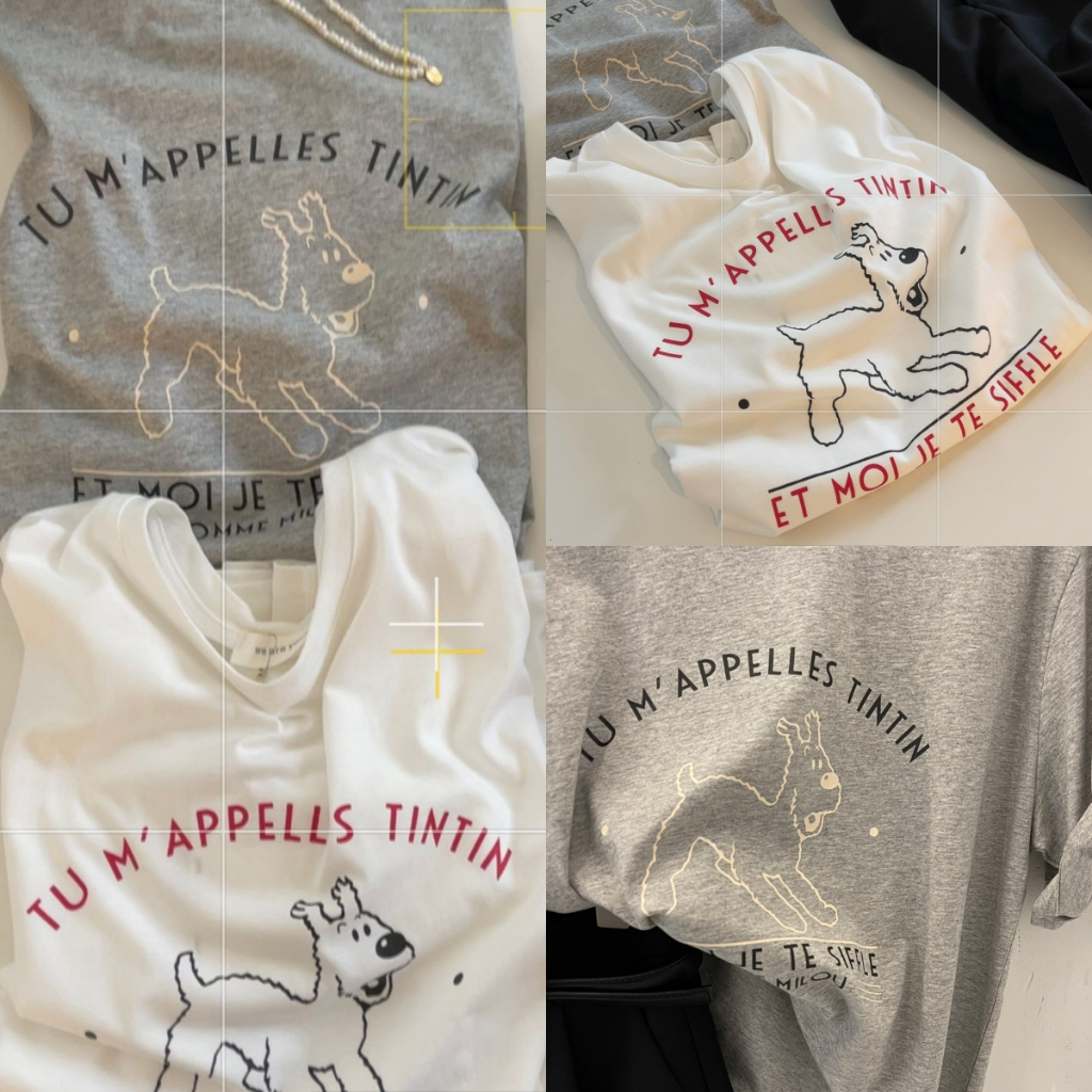 （ พร้อมส่ง ）สไตล์เกาหลี เสื้อยืด รูปแบบหลวม สไตล์น่ารัก สวมใส่สบาย ระบายอากาศ Oversize ที่ใส่ได้ทุกสไตล์