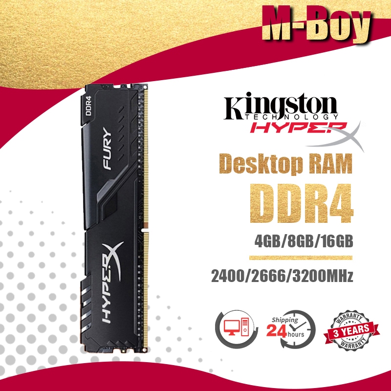 【สินค้าเฉพาะจุด】Kingston Hyperx  NEW  4gb/8GB/16GB 2400/2666/3200MHZ Desktop RAM DDR4 DIMM memory for PC