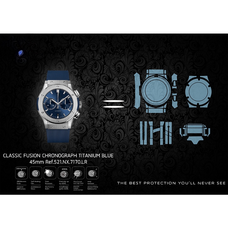 ฟิล์มกันรอยนาฬิกา Watch Protection Film สำหรับ แบรนด์ Hublot Classic Fusion Chronogaph 45mm Ref.521.