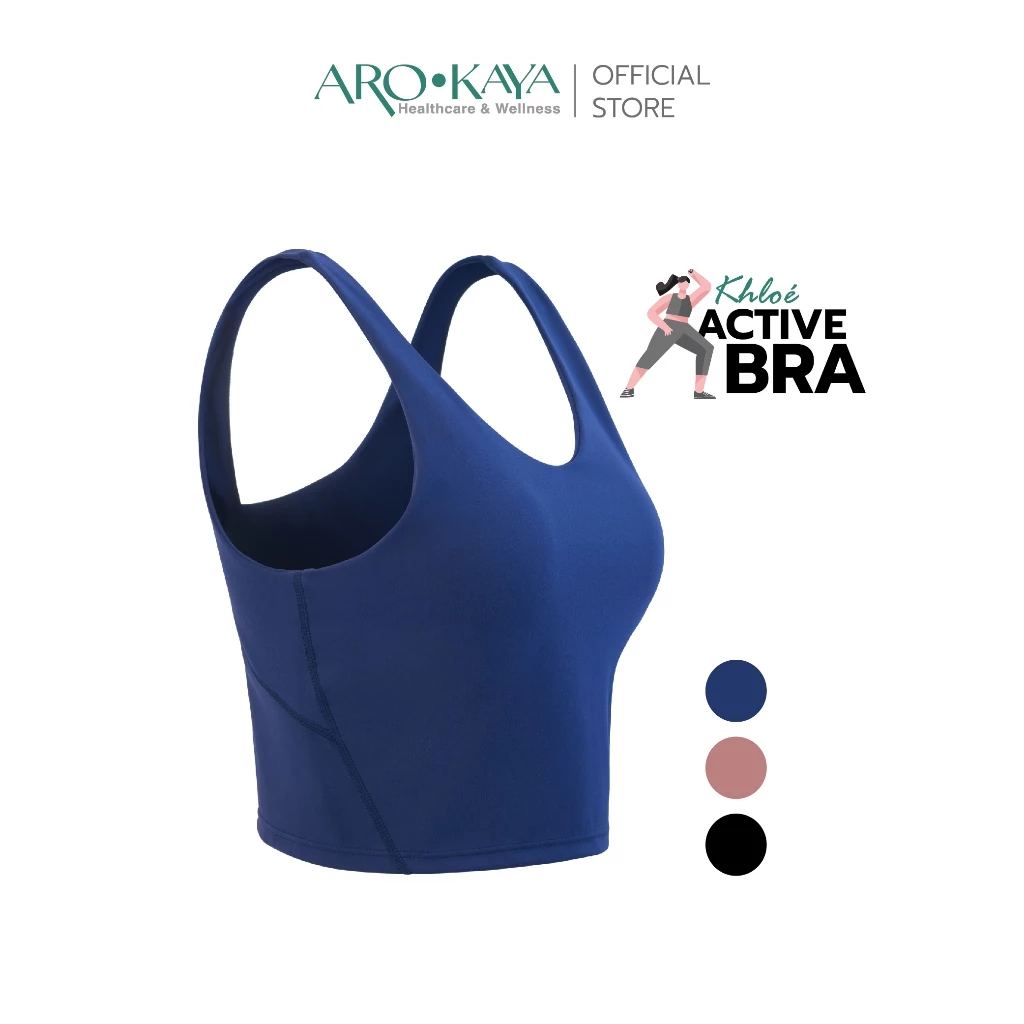 Arokaya Sports Bra เสื้อออกกำลังกาย สปอร์ตบรา รองรับแรงกระแทก มีฟองน้ำถอดออกได้ รุ่น Khloe - AB2103