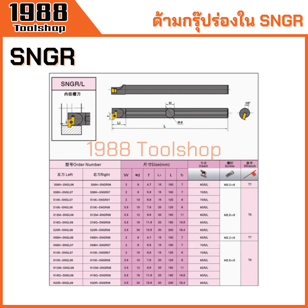 SNGR GR GER ด้ามกรุ๊ปร่องใน ด้ามเซาะร่องใน ด้ามตกร่อง ตกร่องใน ด้ามมีดกลึง ด้ามกลึง มีดกลึง เม็ดตัด เซาะร่อง พร้อมส่ง ราคา ถูกที่สุด ดีลบีเคเค แกลเลอรีภาพที่ 7