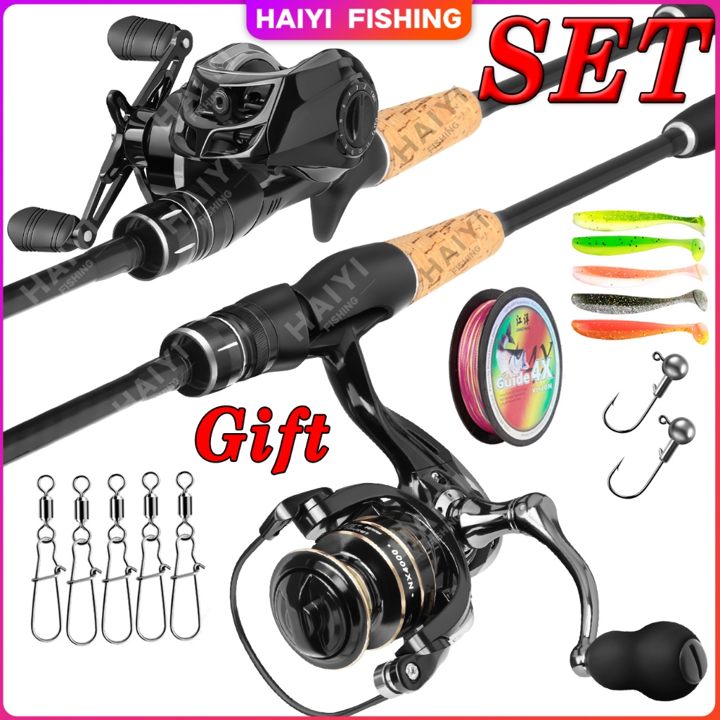 🐬HAIYI FISHING🐬เบ็ดตกปลาครบชุด สูท คันตีเหยื่อปลอม UL 19+1 BB รอกหยดน้ำ เบ็ดตกปลา 6 ฟุต คันเบ็ดตกปลา รอก เบทคาสติ้ง