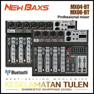 NEW BAXS เครื่องผสมเสียง เครื่องผสมมืออาชีพ มิกเซอร์ 4/6 ช่อง MX06-BT/MX04-BTเครื่องผสมสัญญาณ EQ ผล 99 DSP สัญญาณ USB