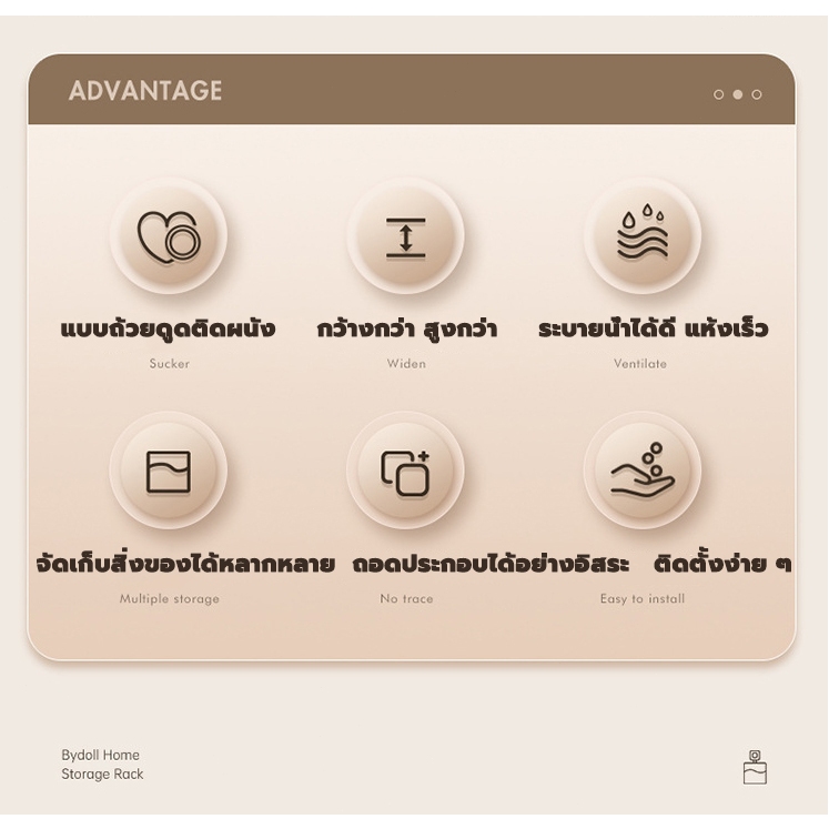 ชั้นวางของในห้องน้ํา ชั้นเก็บถ้วยดูด ชั้นเก็บของ ติดผนัง สําหรับห้องครัว ห้องน้ํา ตะกร้าแขวนผนัง - รูปที่ 7