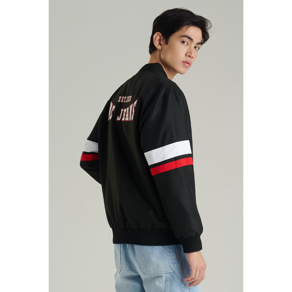 Mc jeans เสื้อแจ็คเก็ตบอมเบอร์ Unisex แขนยาว สีดำ MJCP077
