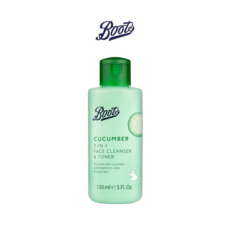 Boots Cucumber บู๊ทส์ คิวคัมเบอร์ 2-อิน-1 เฟซ คลีนเซอร์ & โทนเนอร์ 150 มล
