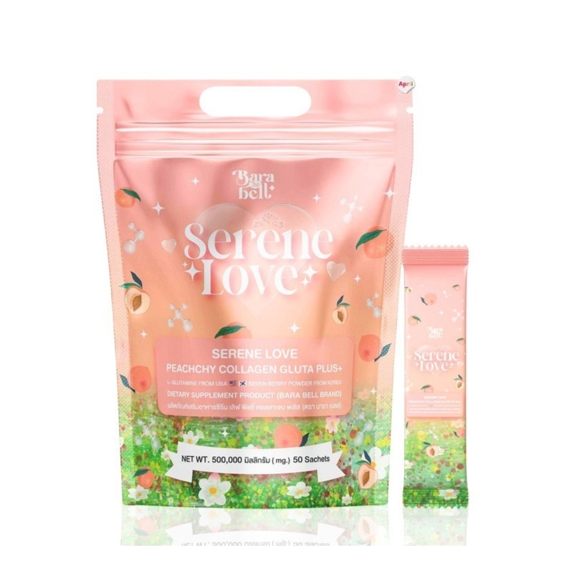 1 ห่อใหญ่ 50 ซอง Serene Love Peachchy Collagen Plus+ น้ำชง คอลลาเจน+ วิตามิน ดูแลผิว