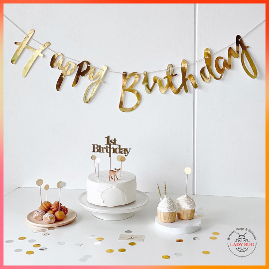 Ladybug ธงวันเกิด ป้ายวันเกิด ข้อความ Happy Birthday สำหรับวันเกิด