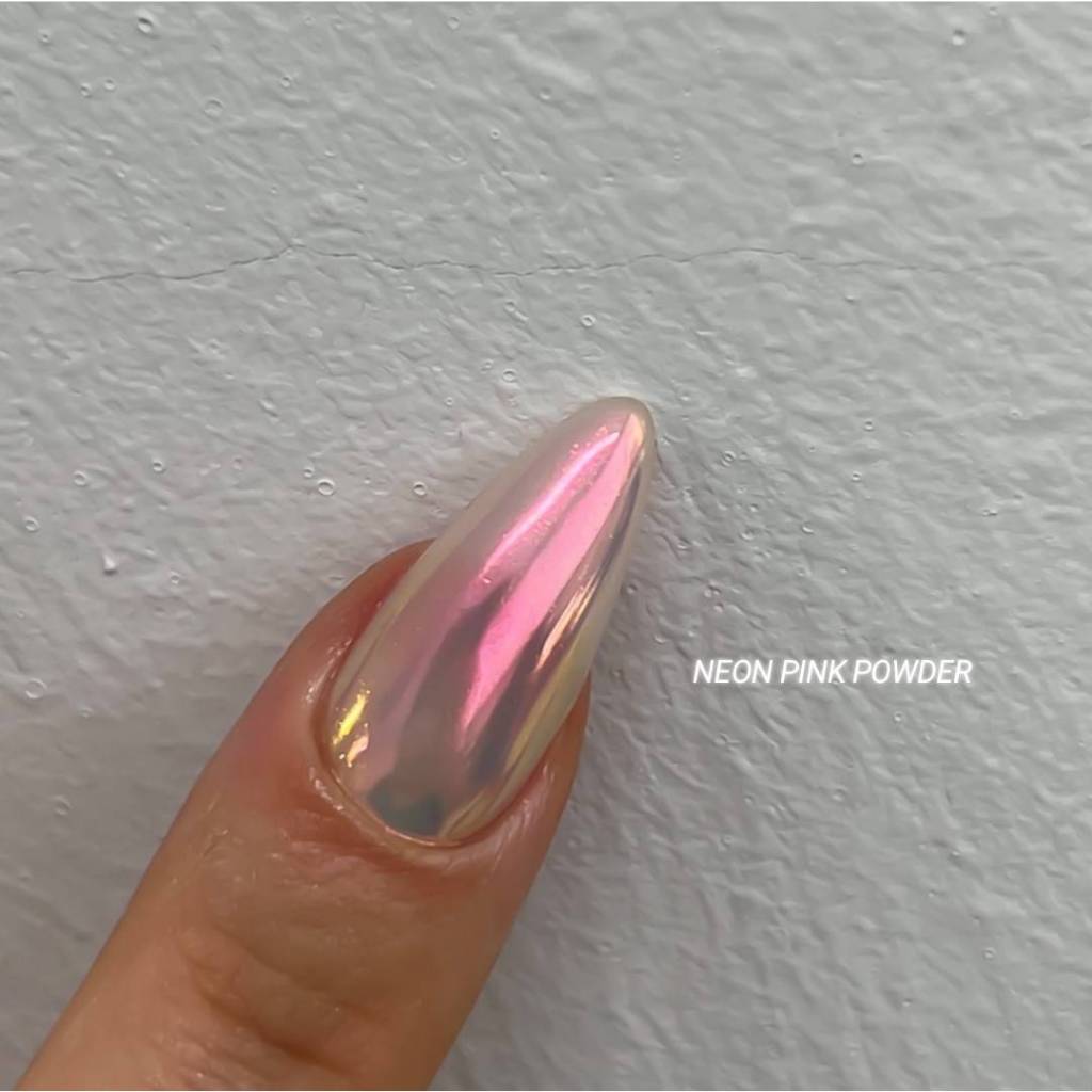 ผงขัดเล็บกระปุก Neon Pink Mirror Powder เนื้อโปร่งแสง โดอิ Doi by NailBayo ของแท้จากเกาหลี