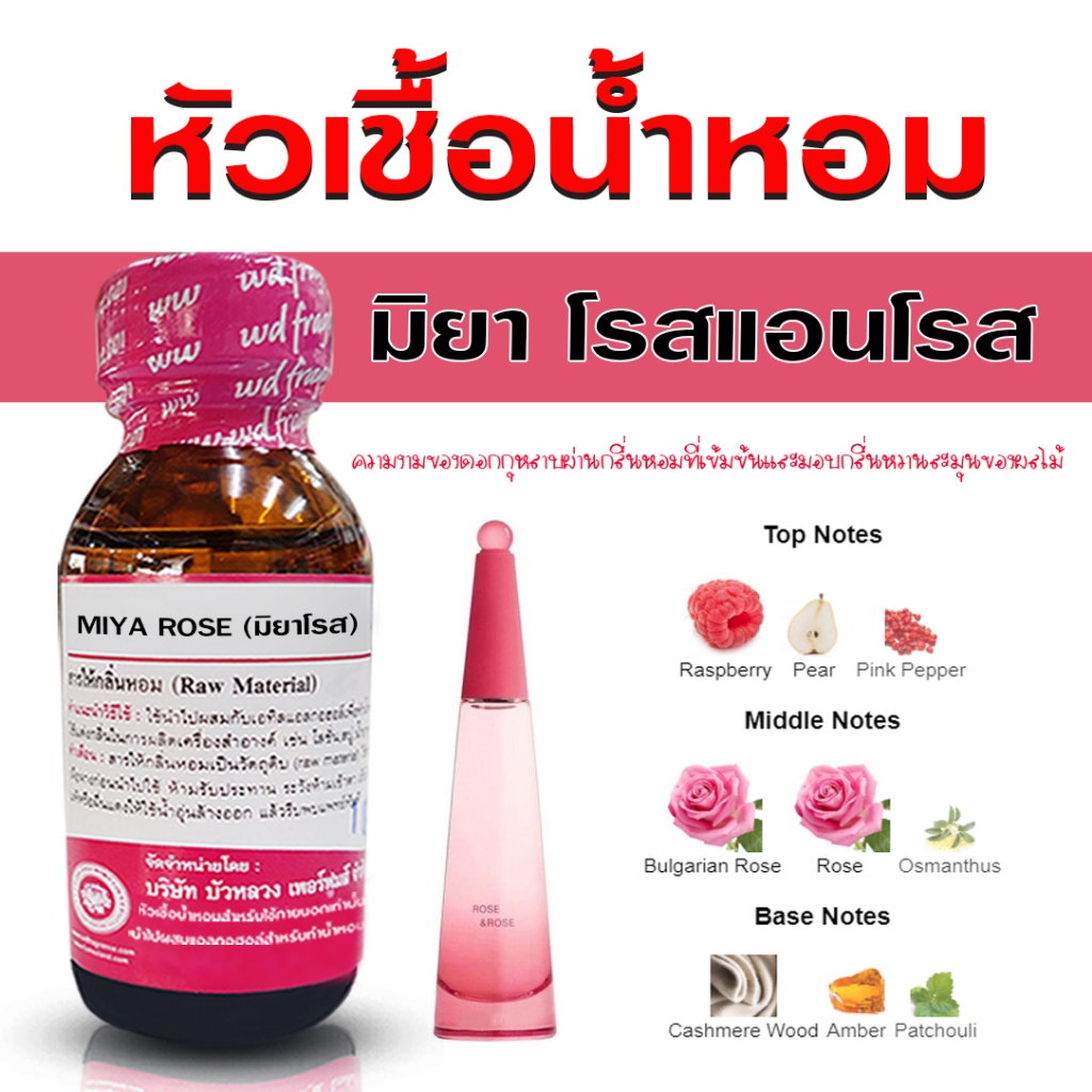 หัวเชื้อน้ำหอม แท้100% กลิ่น มิยาโรส 30ml. หัวน้ำหอม กลิ่นหอม สดชื่น น้ำหอมผู้หญิง {{ พร้อมส่ง }} 🚚🚚 - Bualuang