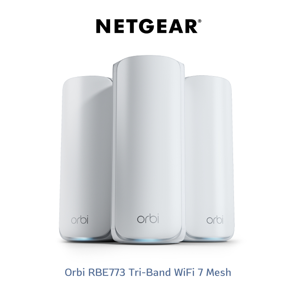 NETGEAR Orbi RBE773 Tri-Band WiFi 7 Mesh (1 Router+2 Satellite)