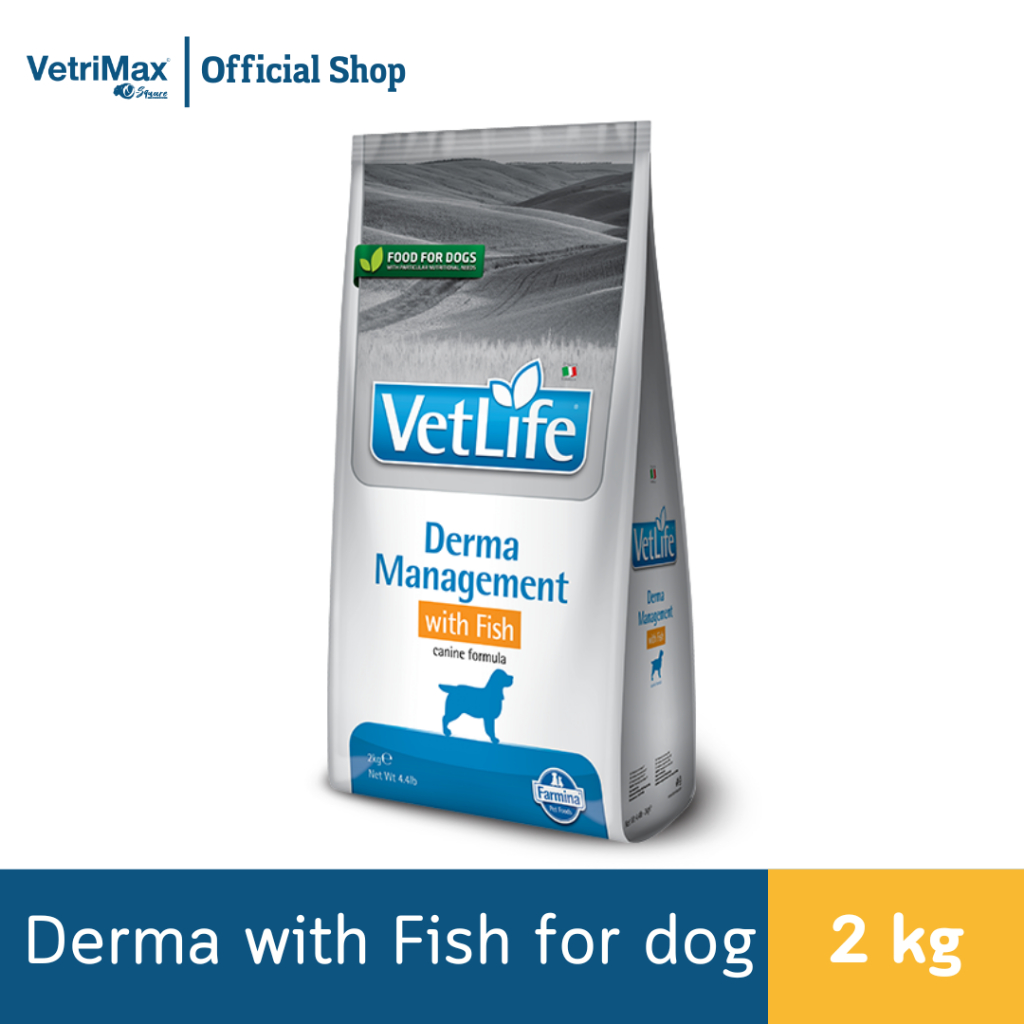 (EXP07/26) Vet Life Derma Management With Fish For Dog ที่มีปัญหาผิวหนังอักเสบสูตรปลา 2kg
