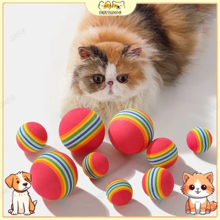 【CAT&DOG】ลูกบอลของเล่นสัตว์เลี้ยง สุนัข หมา แมว ลายทางสีรุ้ง เคี้ยว กัด ช่วยขัดฟันสัตว์เลี้ยง 🐈🐶