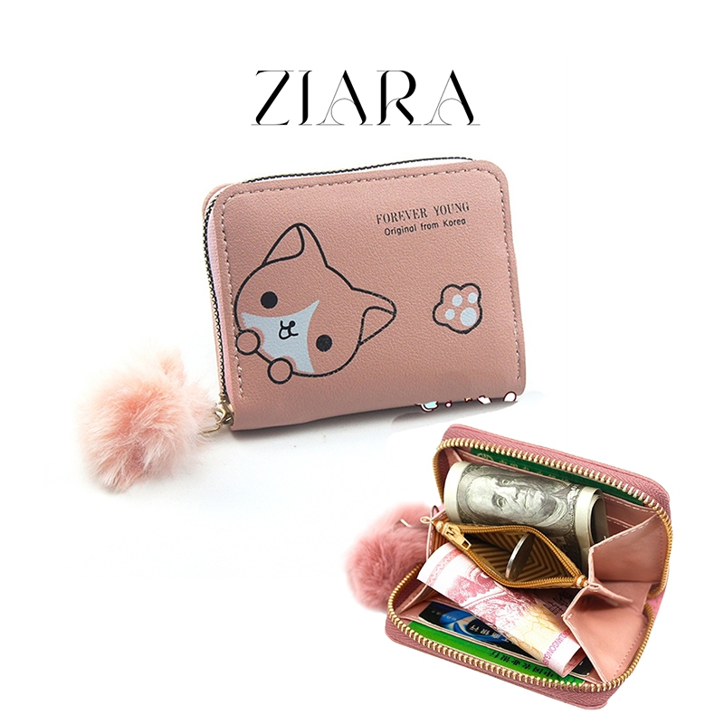 ZIARA กระเป๋าสตางค์สุภาพสตรีสไตล์ใหม่ซิปสั้นสีทึบมัลติฟังก์ชั่กระเป๋าใส่บัตรผู้หญิงกระเป๋าศูนย์กระเป๋าสตางค์