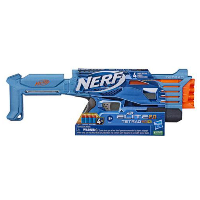 NERF Elite 2.0 Tetrad QS-4 Nerf Elite 2.0 Tetra, 4 Nerf Elite Darts, 4-Barrel Blasting สินค้าแท้ พร้