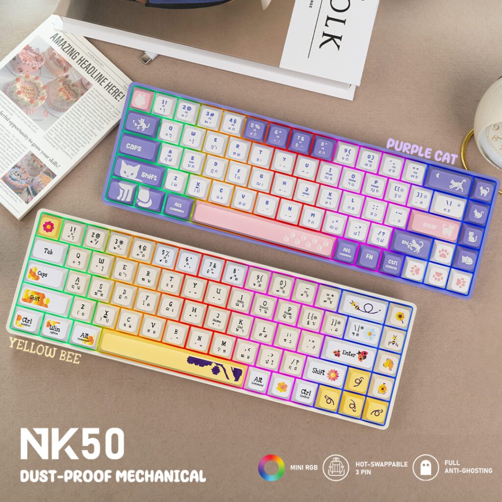 Nubwo คีย์บอร์ด Mechanical ขนาด 65% สีสดใสน่ารัก มีให้เลือก 2 Switch Blue / Red รุ่น NK50