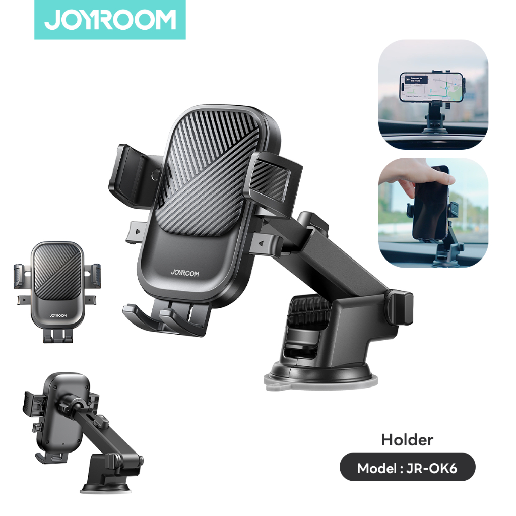 Joyroom รุ่น JR-OK6 ที่ตั้งมือถือในรถ ดีไซด์ใหม่ ที่จับโทรศัพท์ติดรถยนต์ ติดแน่นทั้งกระจกและคอนโซลรถ