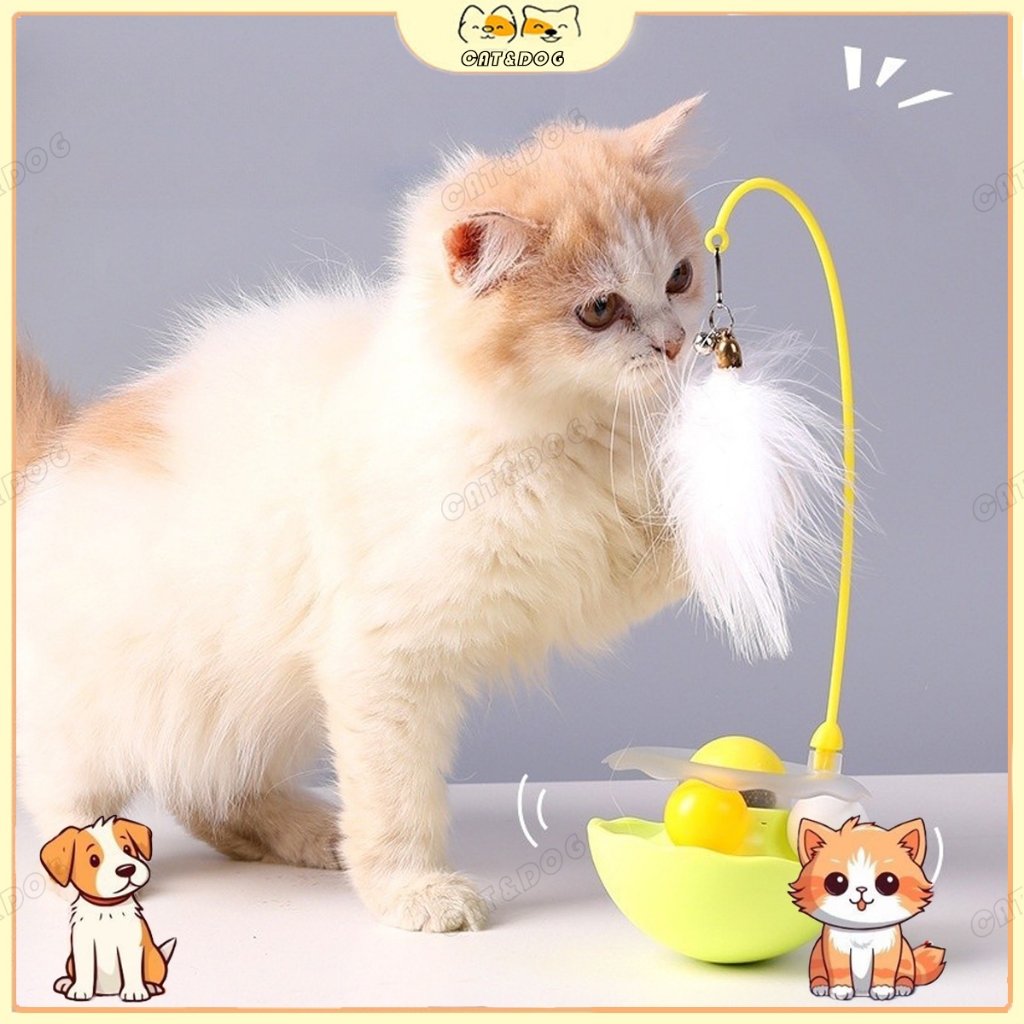 【CAT&DOG】ของเล่นแมว ไม้แมว ไม้ล่อแมว ของเล่นสัตว์เลี้ยง ไม้แหย่แมว ขนนกหลายสี การหมุน 360° กัญชาแมว ระฆังเล็ก
