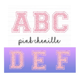 ตัวรีดติดเสื้ออักษร  A - Z ฟ้อนต์  ลายเหมือนผ้าขนฟู สีชมพู ร…