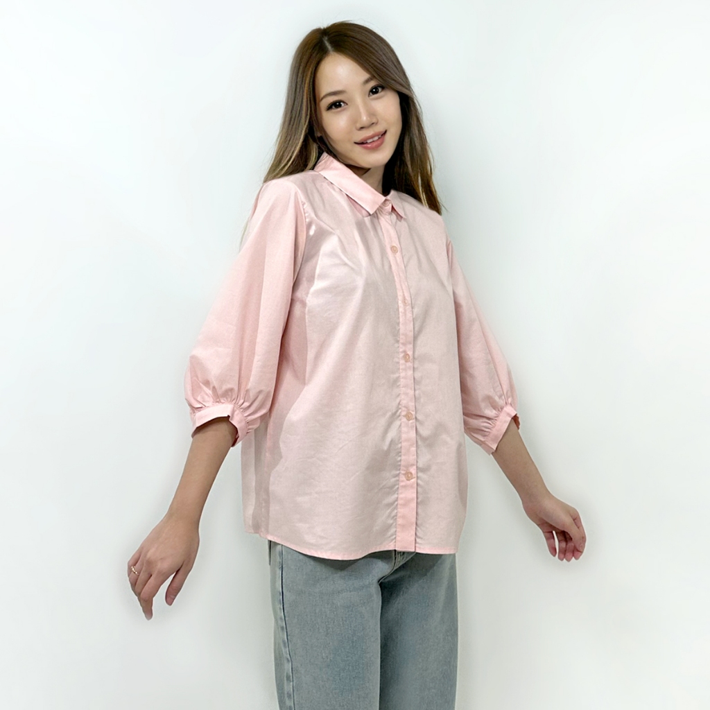 Blue Corner เสื้อเชิ้ตแขนพอง สีชมพู / 3/4 Puff Sleeves Shirt (Pink)