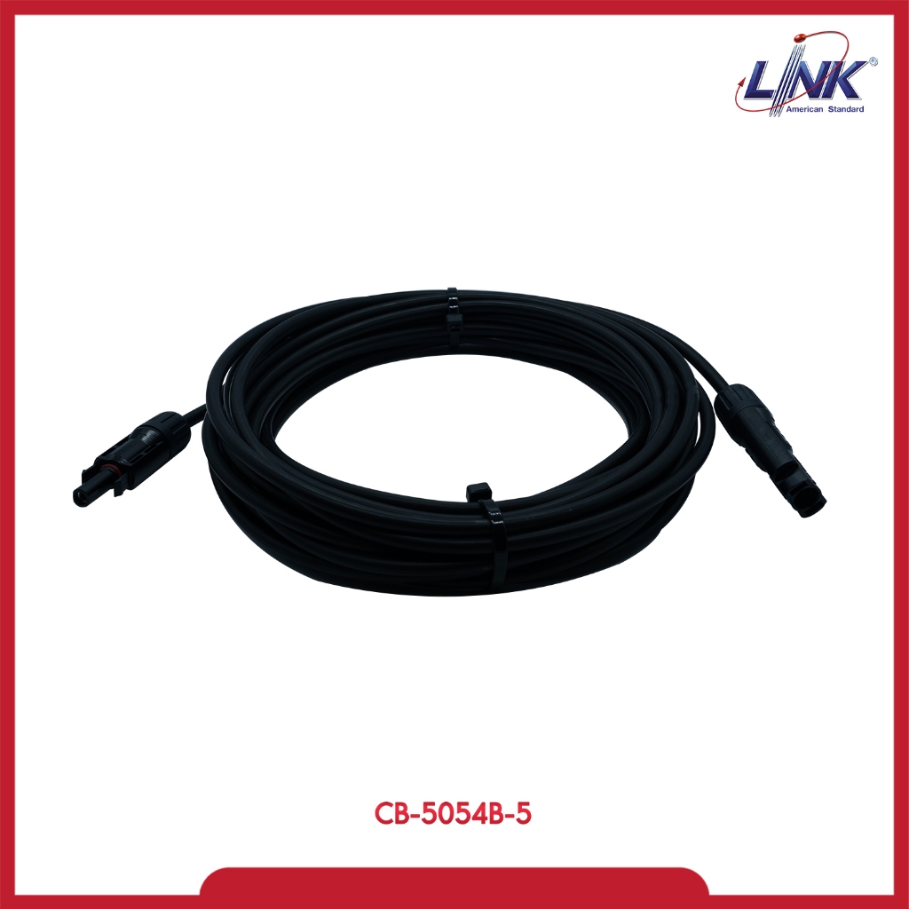 LINK สายไฟโซล่า รุ่น CB-5054B-05 ยาว 5เมตร PV Solar Cable 1x4 mm พร้อมMC4 สีดำ สายไฟโซล่า สายไฟโซล่า