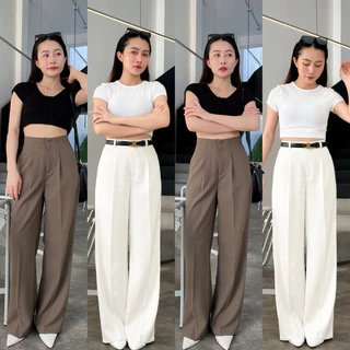 Lily Pants กางเกงขากระบอกใหญ่ ดีเทลตะขอหน้า มี2 ดีเทล มีหู และไม่มีหู ผ้าพริ้ว ยาว 42-43 ผ้าไม่บางนะ สูง 170++ใส่ได้
