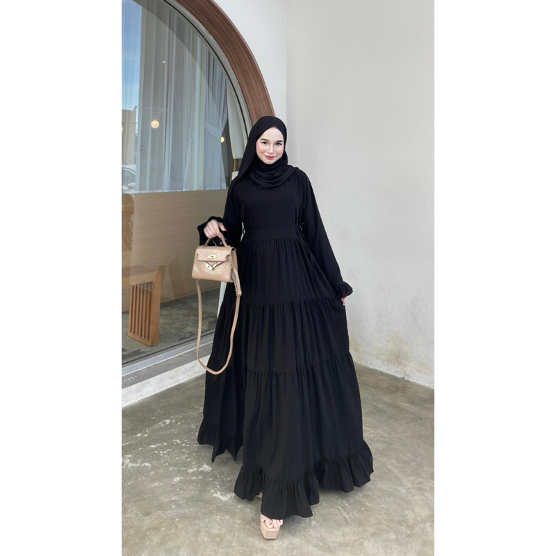 ❤️รุ่นใหม่ล่าสุด Afaf dress เดรสอิสลาม ผ้าซุปเปอร์เเบล็ก ผ้าพริ้วเย็นไส่สบาย ชุดอิสลาม