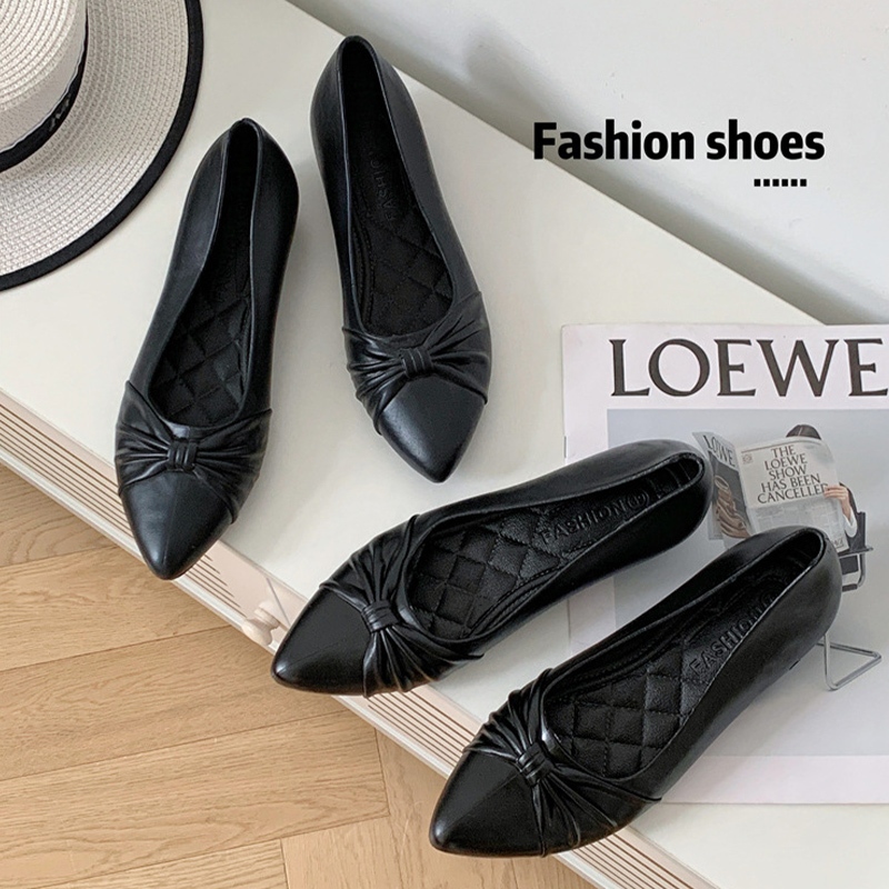 LHfashion SALE รองเท้าคัทชูแฟชั่นสตรี สีคุมโทนสุภาพ ด้านหน้าแต่งเป็นรูปโบว์ สวยดูแพงสุดๆๆ ผลิตจากยางอย่างดี