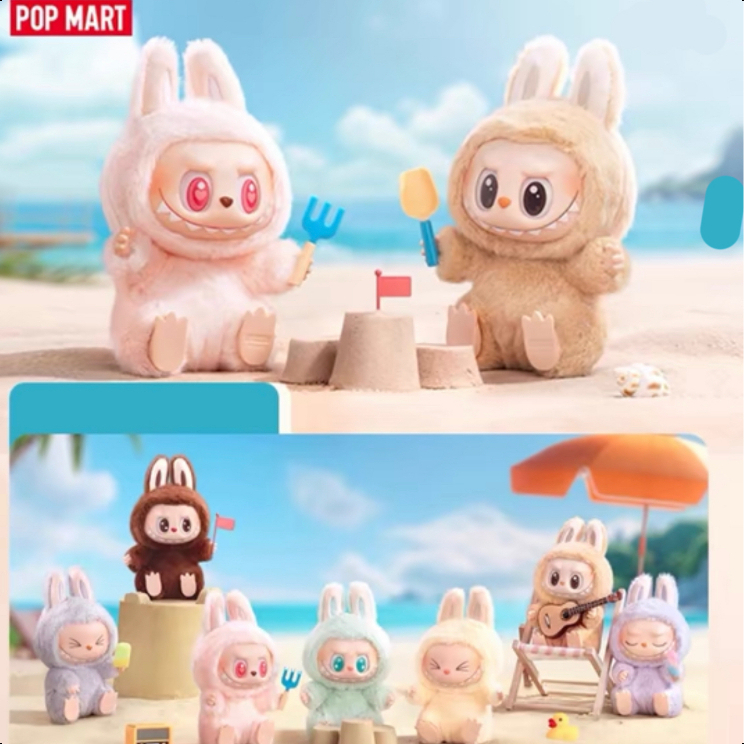 คริสมาสต์ของขวัญ POPMART Labubu V2 THE MONSTERS Have a Seat Vinyl Plush Blind Boxปาร์ตี้นั่ง กล่องสุ่ม