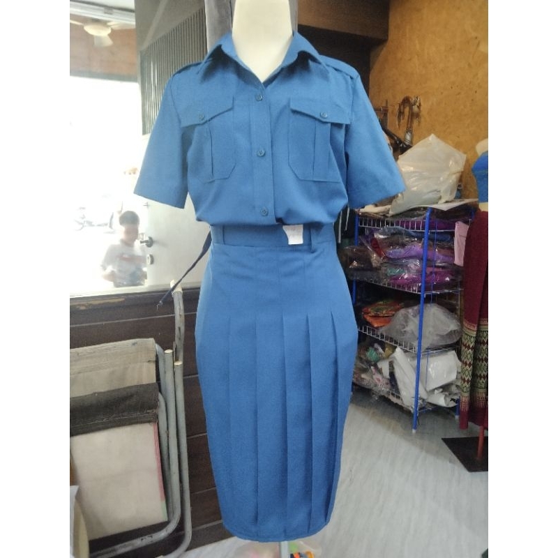 กระโปรงยุวกาชาดทรงแคบ		มีกระเป๋าลับ	ซิปซ่อน	ติดตะขอสามช่อง(เอว×ยาว)​ - รูปที่ 4