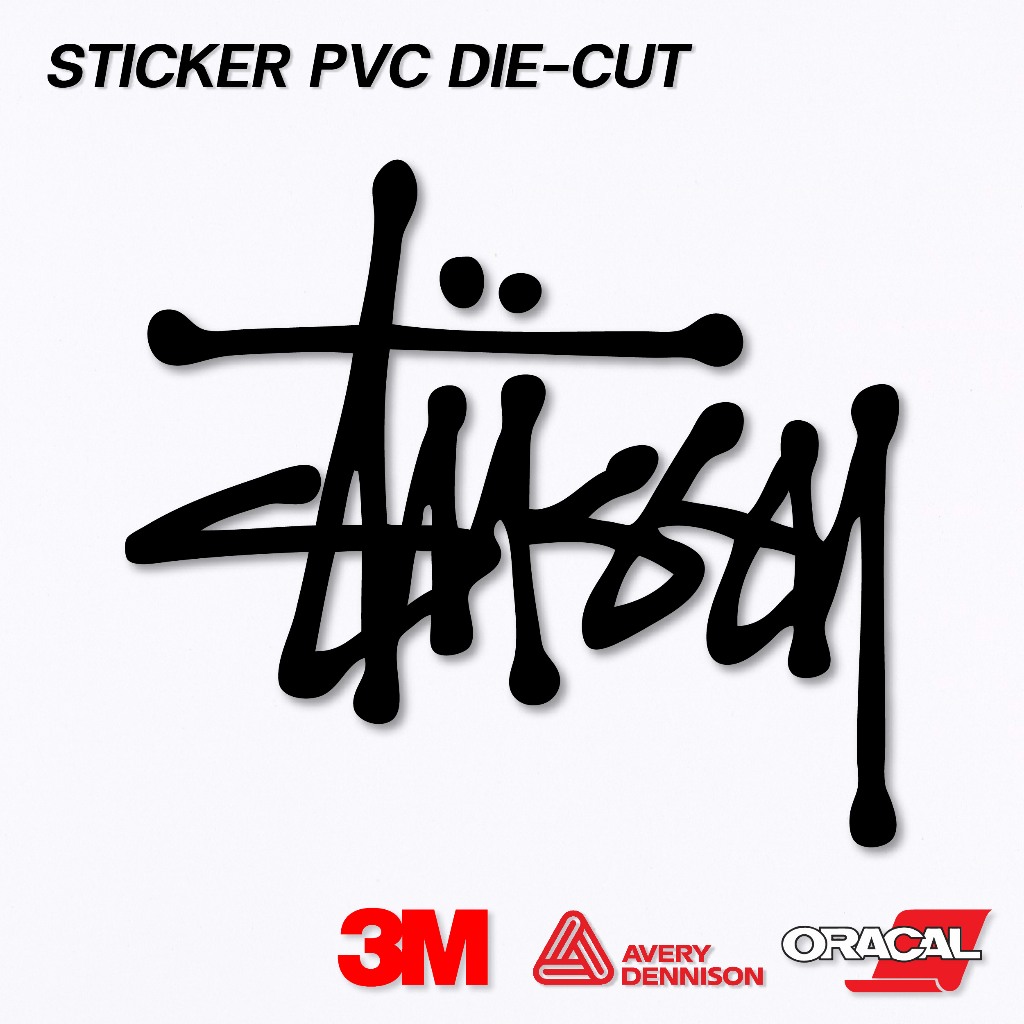 (D019) สติกเกอร์ไดคัท Stussy งานตัดเนี๊ยบ คมชัด สติกเกอร์ PVC เกรดพรีเมี่ยม ไม่ทำลายสีผิวรถ ไม่ทิ้งคราบกาว