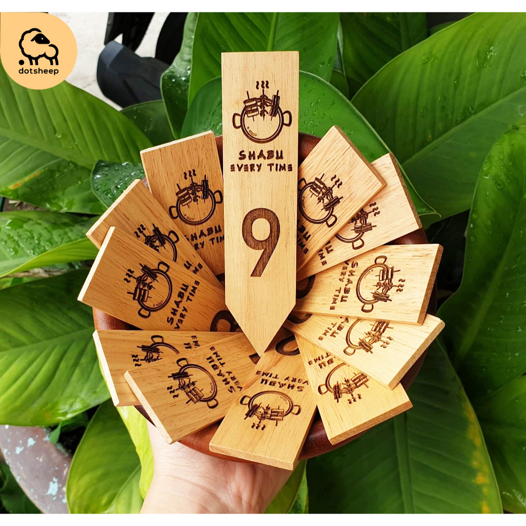 Dotsheep ป้ายปักน้ำแข็ง​ *logo​1​ด้าน* ป้ายไม้ปักน้ำแข็ง ป้ายชื่ออาหาร ญี่ปุ่น ถาดเนื้อ ซาชิมิ (93)