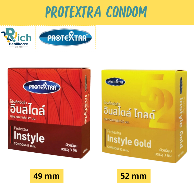 Protextra condom Instyle ถุงยางอนามัย หนา 0.06 มม. โปรเท็กซ์ตร้า อินสไตล์ ผิวเรียบ