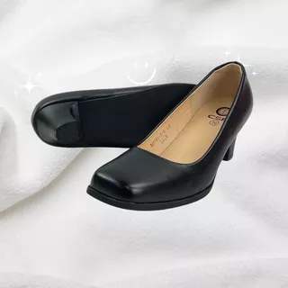 รองเท้าคัชชูหัวตัด 85-846 สีดำ พร้อมส่ง สูง 2 นิ้ว Size 36-45 ราคาถูกจากโรงงาน