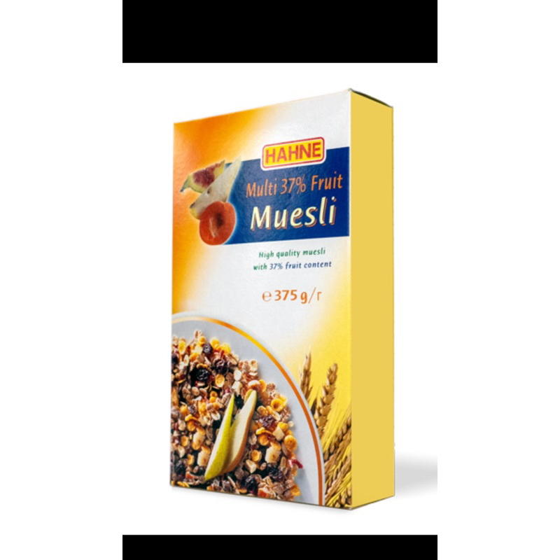 Hahne muesli multi 37% fruit 375g. มูสลี่ผลไม้ นำเข้าจากเยอรมัน🇩🇪