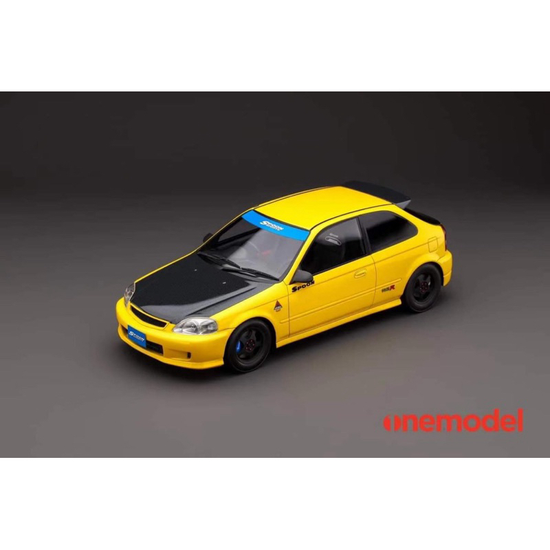 🔹Honda Civic Type-R EK9 Spoon SPORTS Version Resin Yellow OM-EK9-SPNY Scale 1:18 ยี่ห้อ One Model