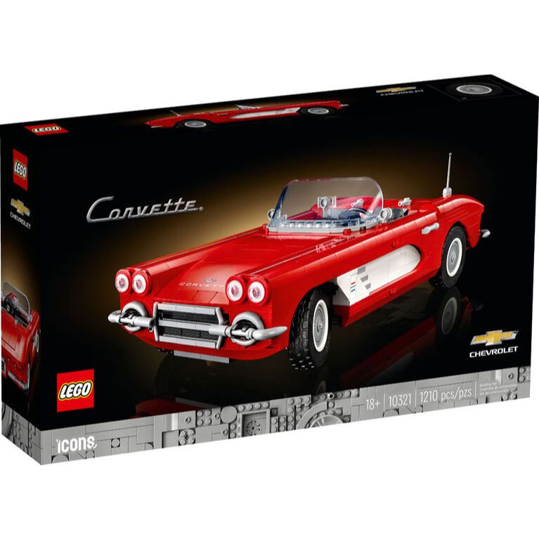 LEGO Icons Corvette Classic Car Model Building Kit 10321