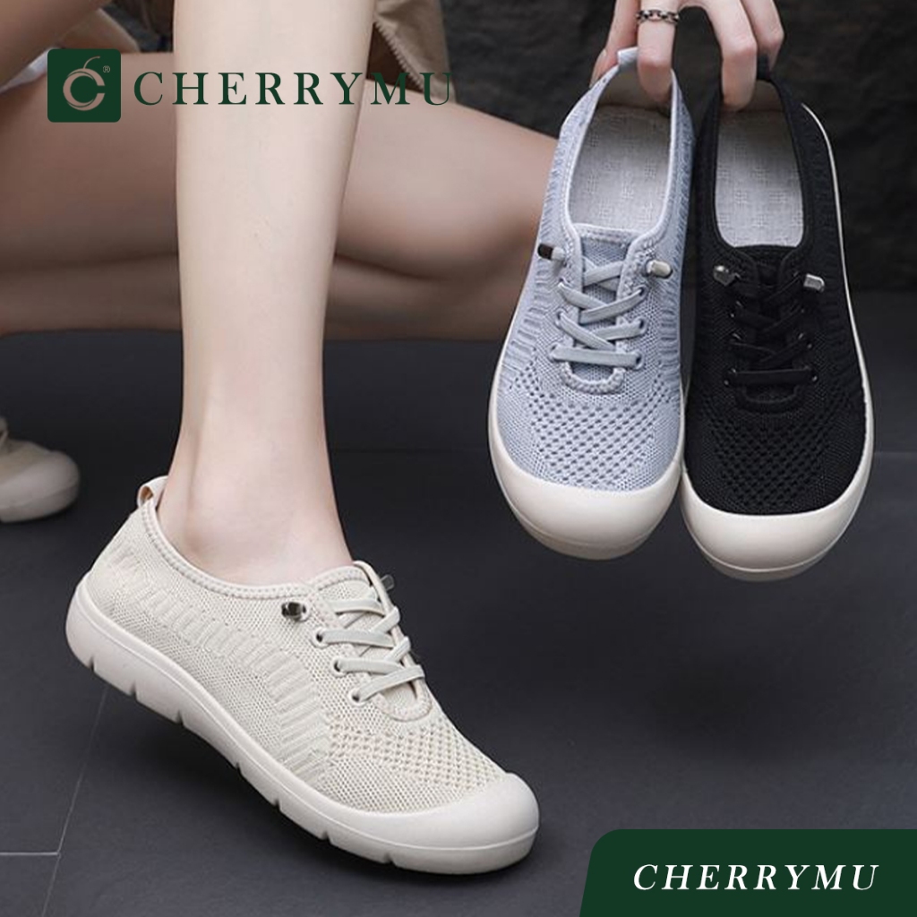 CHERRYMU รุ่น QZ198 รองเท้าผ้าใบ น้ำหนักเบา ไม่ต้องผูกเชือก ใส่สบาย รุ่นขายดี