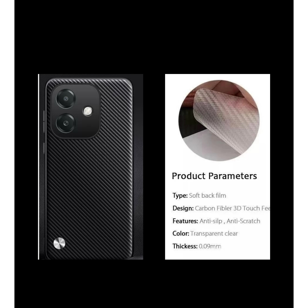 ฟิล์มหลัง Kevlar คาร์บอน For OPPO A3X เคฟล่า carbon