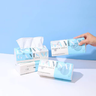 [1แพ็ค 5 ห่อ] กระดาษทิชชู่เช็ดหน้า GAMSAI รุ่น PREMIUM TISSUE ขนาด 200 มม. หนา 4 ชั้น 280 แผ่น