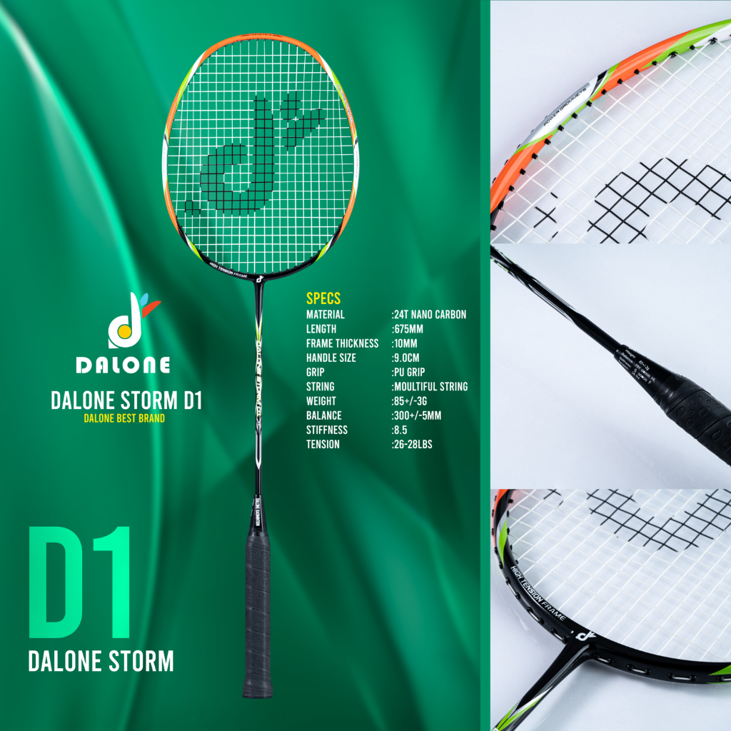 ไม้แบดมินตันรุ่น Storm D1 น้ำหนักเบา เหมาะสำหรับคนที่เริ่มเล่นแบดมินตัน Dalone Brand