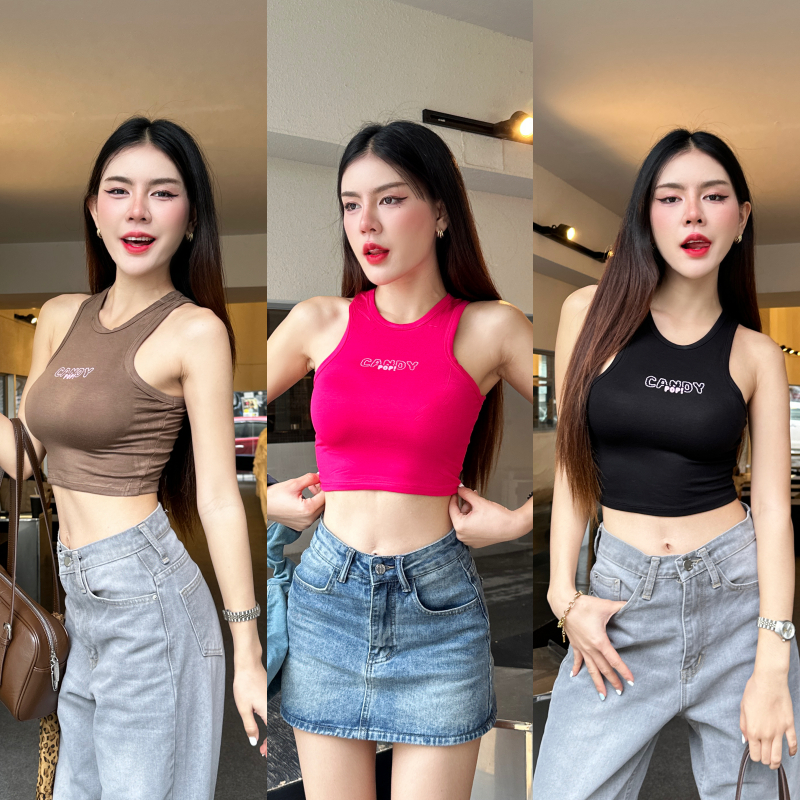 เสื้อกล้าม ผ้าเรย่อน สกรีนลายน่ารัก 🐰 ทรงสวยเก็บทรงดี ผ้าบางใส่สบาย พร้อมส่งทุกสีค่า รุ่น กล้ามCandypop