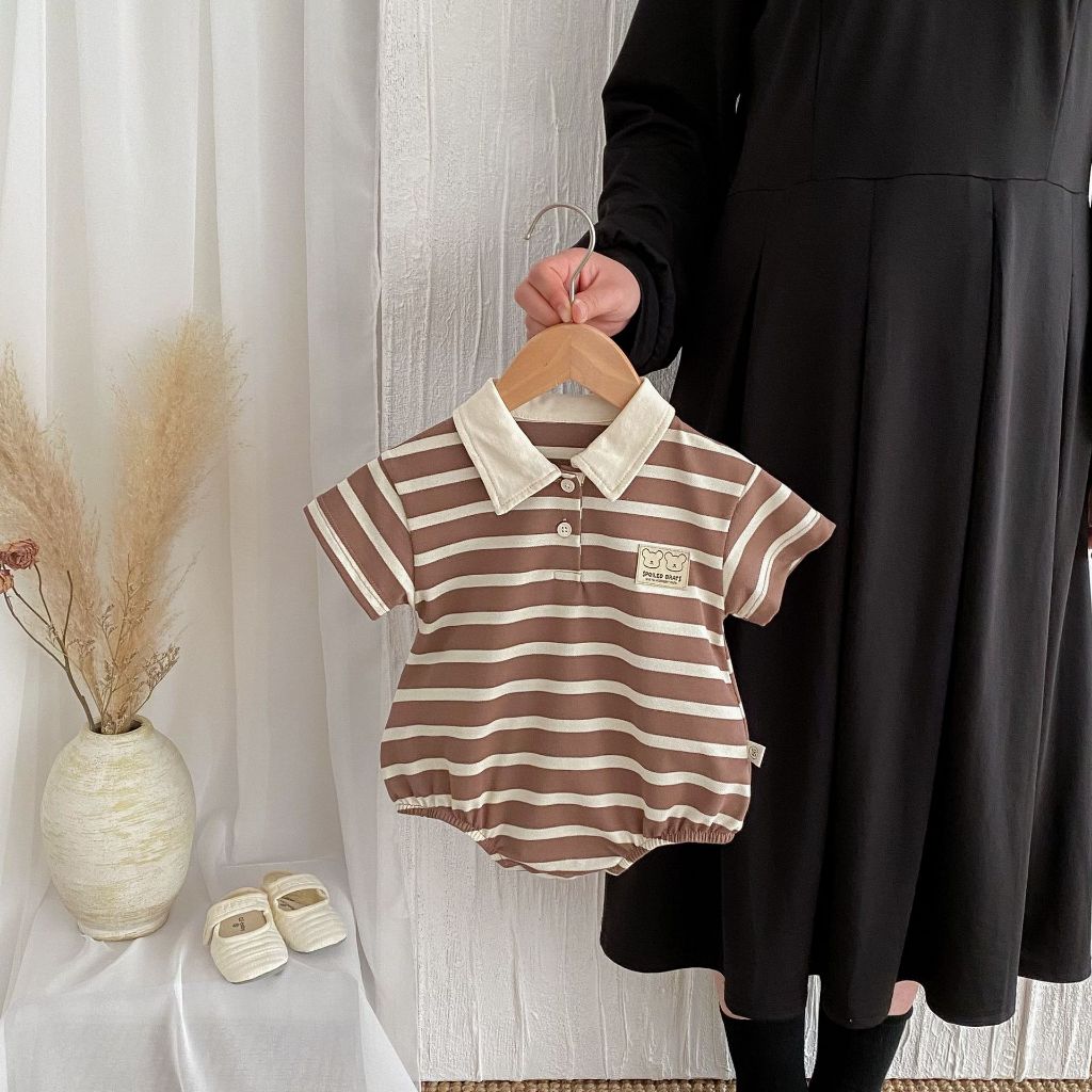 NT baby (สินค้าพร้อมส่งจากไทย) ชุดจั๊มสูทรอมเปอร์ บอดี้สูท ลายหมี หล่อน่ารักสไตล์เกาหลี สําหรับเด็กทารก