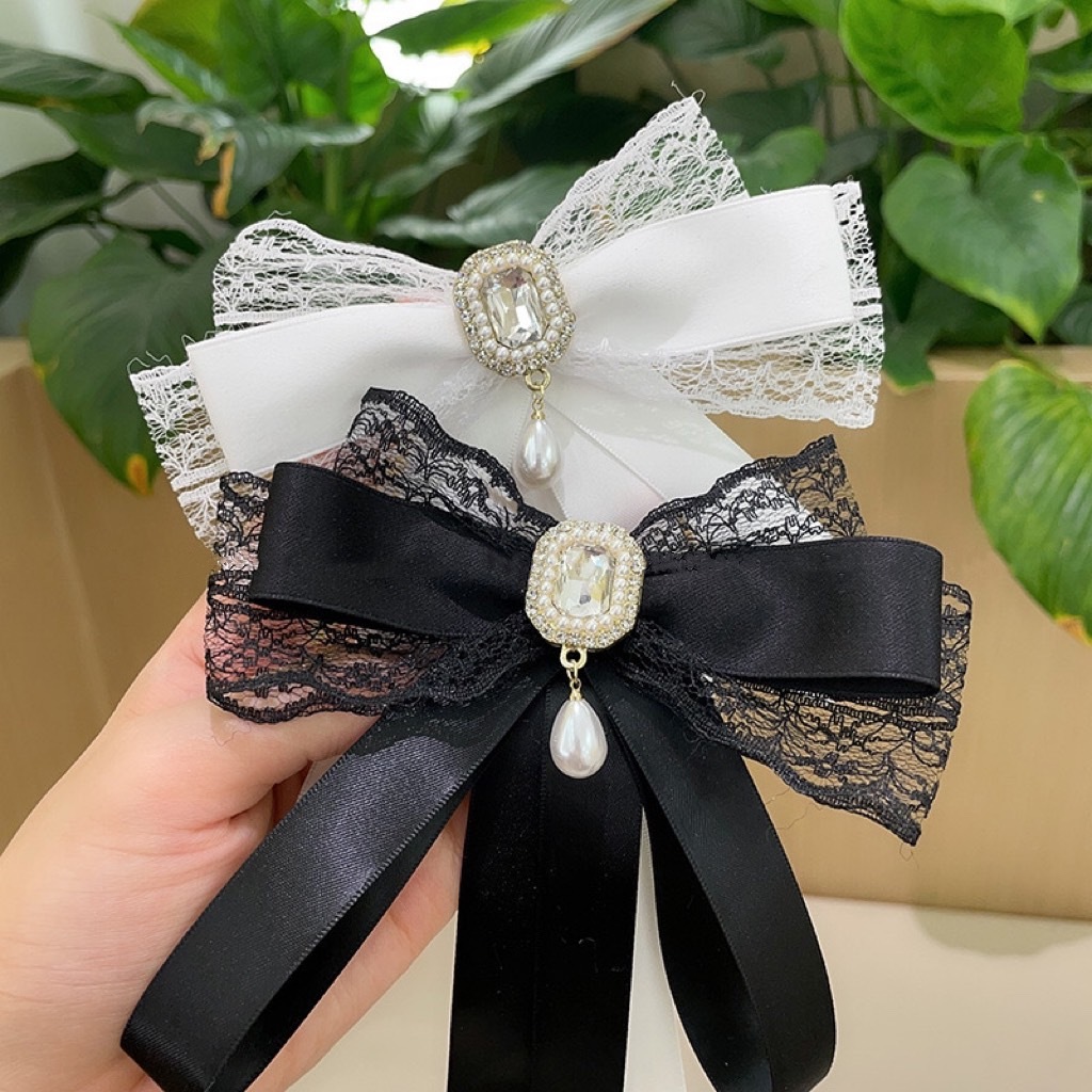 พร้อมส่ง🇹🇭 V-04 เข็มกลัดโบว์🧷โบว์ติดคอเสื้อ เข็มกลัด2in1 ติดเสื้อได้ โบว์ติดผม อุปกรณ์เสริมตกแต่งสำหรับผู้หญิง