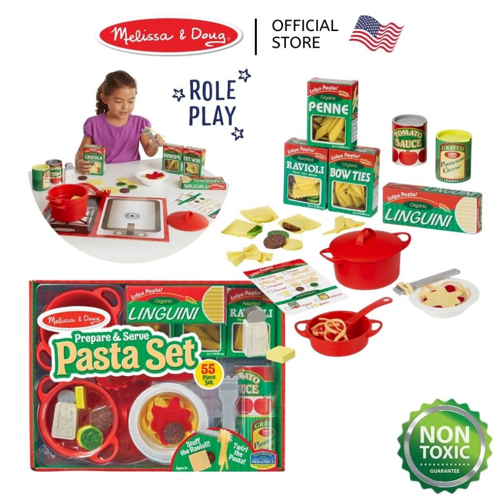 (ของแท้ USA) ของเล่นทำอาหาร ของเล่นทำพาสต้า Melissa & Doug Slice & Prepare & Serve Pasta Set 9361