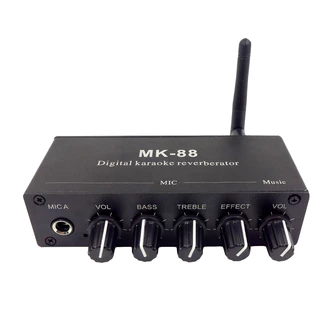 MK88 ปรีไมค์เอฟเฟคแท้ DC12V อินพุตไมโครโฟนคู่ มีบูลธูทในตัว.เครื่องมิกเซอร์คาราโอเกะ ปรีใมค์ MK-88