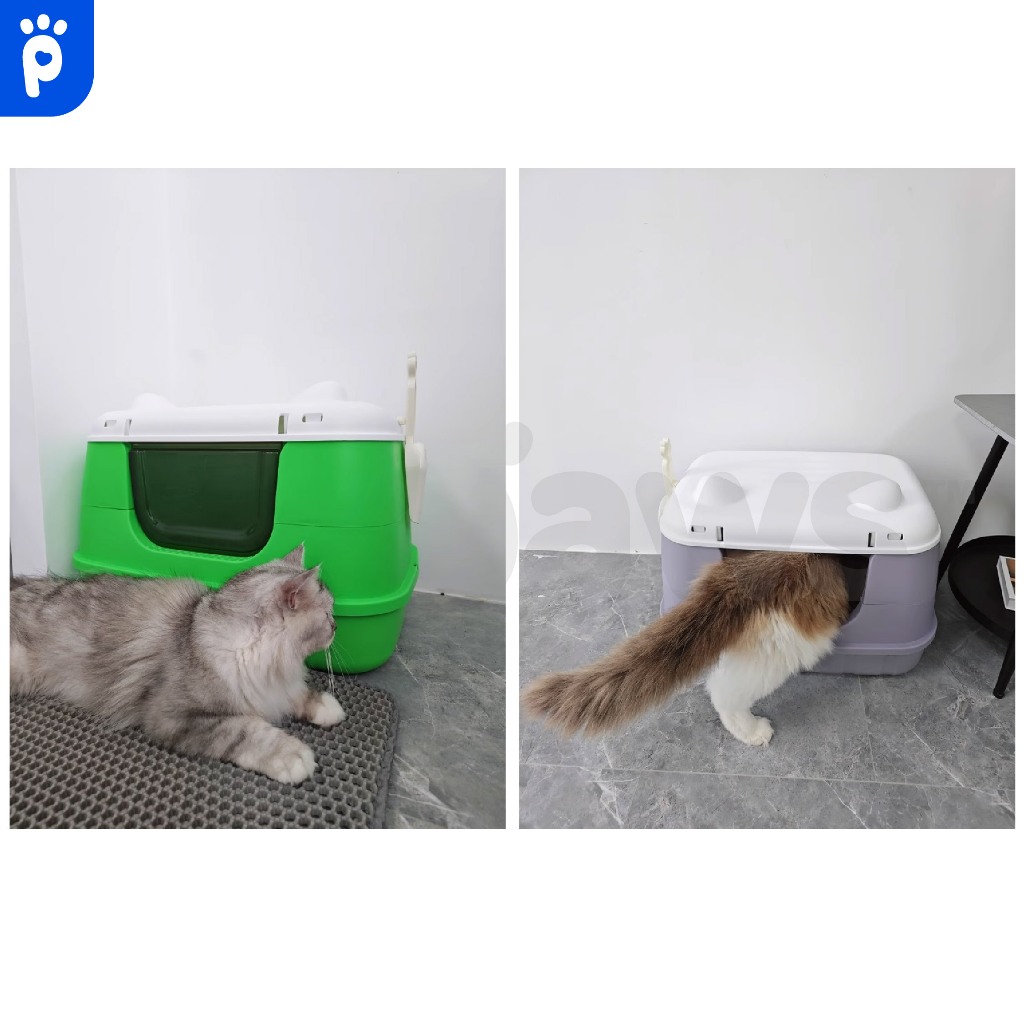 My Paws ห้องน้ำแมว กว้าง 61 ซม. ถอดออกเป็นกระบะทรายแมวได้ ทางเข้ากว้าง กลับตัวด้านในได้ เปิดฝาตักได้สะดวก