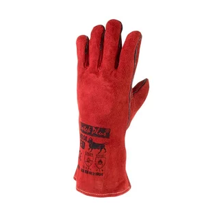 LWG14 RED ถุงมือหนังกันความร้อน ถุงมือเชื่อม ซับรอบ มีไส้ตะเข็บ ยาว 14 นิ้ว สีแดง